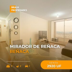 EN VENTA SOLEADO DEPTO - MIRADOR REÑACA - VIÑA DEL MAR